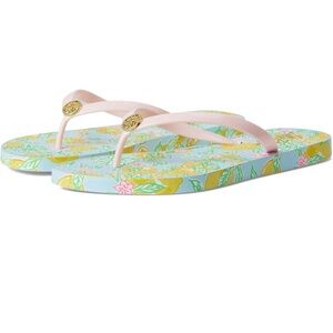 Lilly Pulitzer Bluette Make Lemonade Shoe Flip Flop pool shoe 9-10